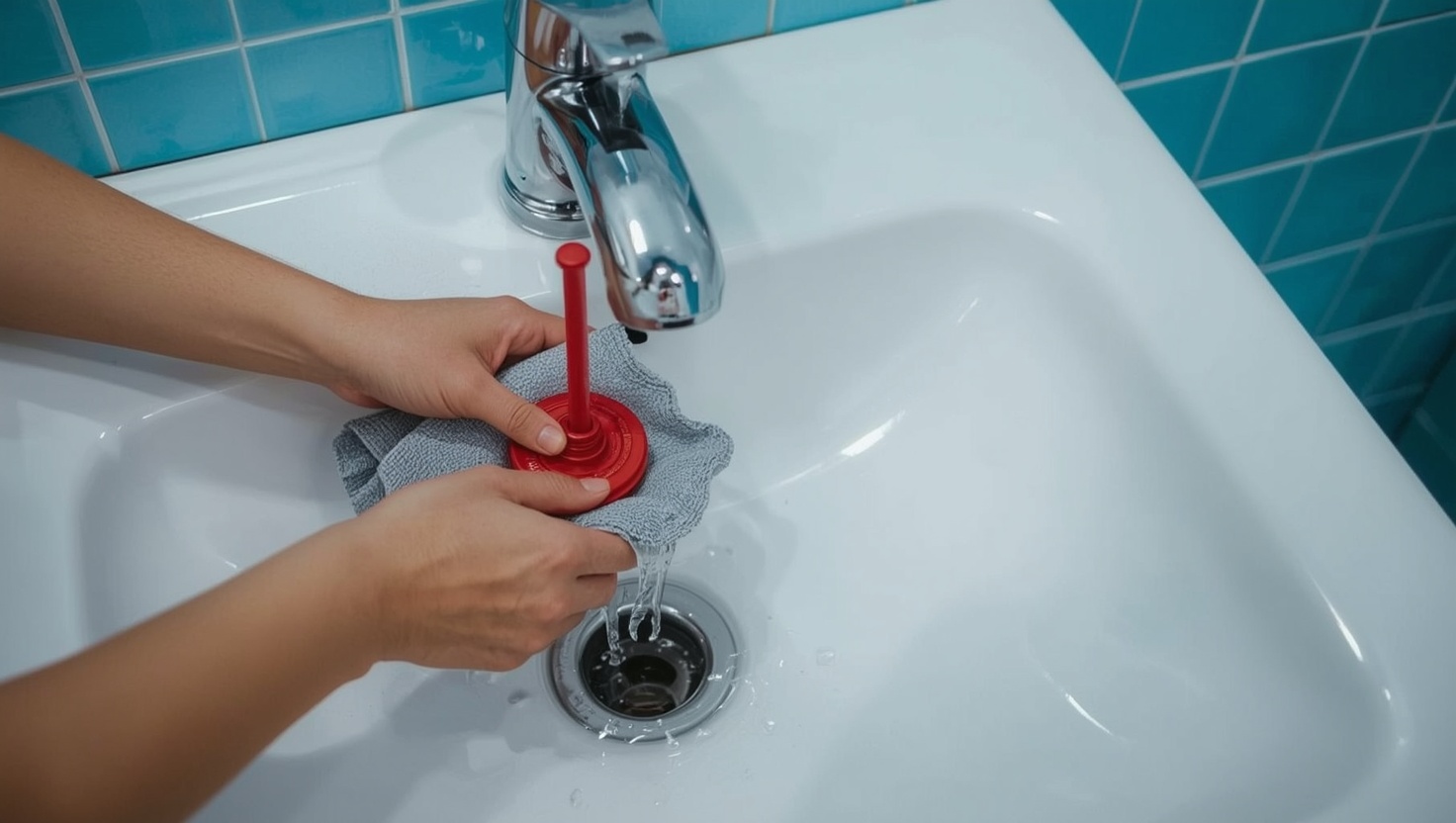 Saugglocke am Waschbecken richtig ansetzen, Überlauf abgedichtet