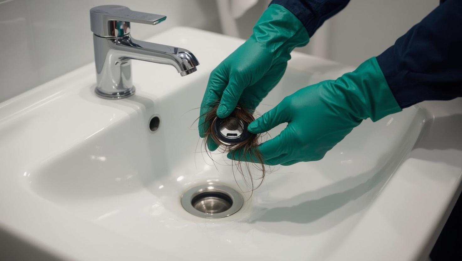 Siphon reinigen in Wien – Waschbeckenabfluss wird in einer Wiener Wohnung zerlegt und gereinigt